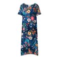 thumbnail image 3 of Cameland Robe d'Été pour Femme Décontractée à Col en V avec Boutons, Manches Courtes, Imprimée, Coupe Évasée, avec Poche, 3 of 4