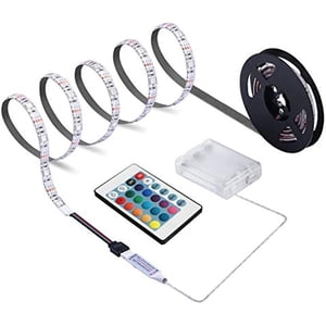 Graflsoa 5V RGB LED Strip Light with 24-Key Battery Box, 2835 SMD, IP65 Waterproof, 5M Length, Remote Control Included