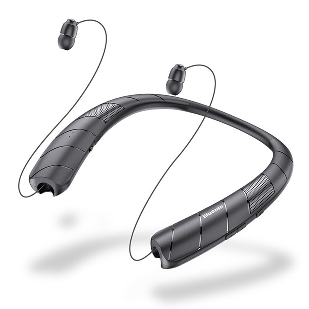 POINTERTECK Neckband Earbuds Speaker with Mic Handfree Call Bluetooth-compatible (Black)