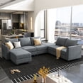 thumbnail image 2 of HONBAY Modular Sectional Sofa avec Canapé Méridien Réversible avec Ottomans, Canapé Sectionnel en U pour Salon, Gris Bleuâtre, 2 of 8