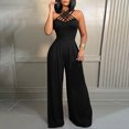 thumbnail image 2 of Birdeem Womens Summer Solid Color Sexy Multi Strap Cross Wide Leg Jumpsuit, 2 of 7