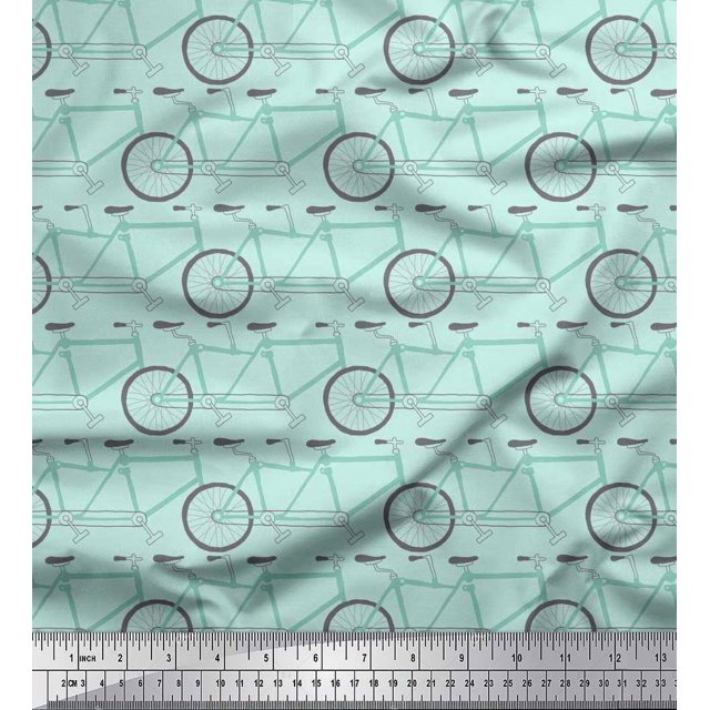 Soimoi Poly Georgette Fabric Bicycle Transport Printed Fabric 1 Yard 42 Inch Wide