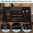 thumbnail image 4 of 71 Inch Long Coffee Bar Cabinet with Fridge Space, Modern Wood Metal Large Wine Liquor Cabinet with Rack, 4 of 7