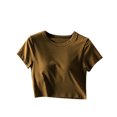 thumbnail image 1 of fatyb Hauts Courts pour Femmes à Manches Courtes avec Soutien-Gorge Intégré Hauts de Sortie Col Ras du Cou Entraînement T-Shirts Basiques Rembourrés, 1 of 3