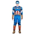 thumbnail image 4 of MARVEL Adult Captain America Costume - Padded Jumpsuit and 3D Plastic Mask, 4 of 7