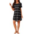 thumbnail image 2 of INSPIRE CHIC Chemise de Nuit pour Femme Col Rond Manches Courtes Nuisette Rayée 3TG Noir, 2 of 6