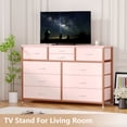 thumbnail image 2 of CazToi Multifunctional Rustic TV Stand Dresser 47 Inch Wide Chest of Drawers with 10 Fabric Drawers & Metal Frame, 2 of 7