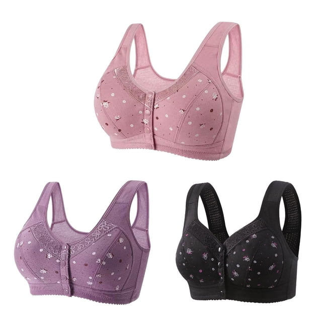 Bigersell Wireless Bras for Women 3pcs Full Coverage Bra Style R-58 Breathable Padded Bras Pack R-58-pinky