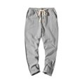 thumbnail image 2 of FcBaudy Full Length Pants Men's Cotton Drawstring Casual Solid Color Washed Straight Leg Cropped Pants Outdoor Pants Mens Cotton Pants, 2 of 6