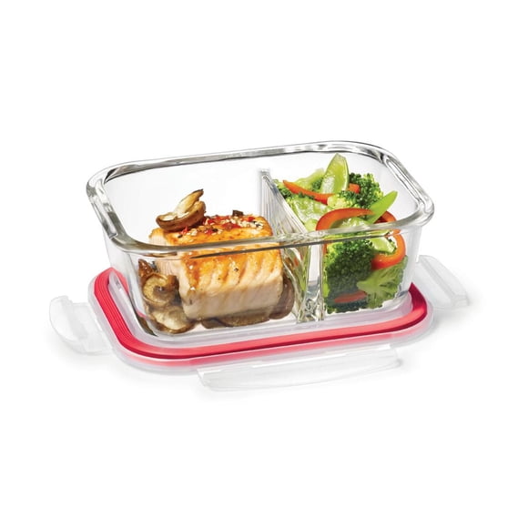 Starfrit LocknLock Glass Container with Divider, 23oz/700ml, Borosilicate Glass, Oven Safe to 752°F, Airtight Leakproof, BPA Free, Microwave Freezer Dishwasher Safe