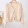 thumbnail image 2 of Timegard Cardigan for Women Lightweight Fall Cropped Solid Color Open Front Button Sweater Knit Coat, 2 of 9