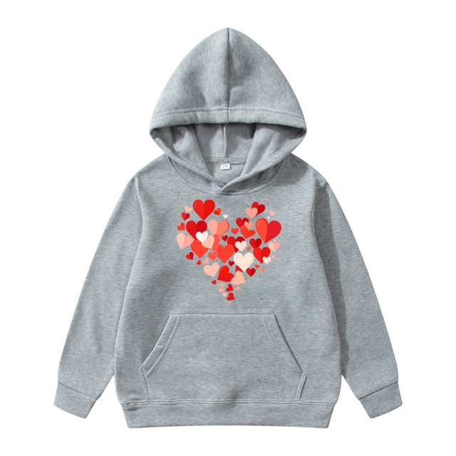 HNMKIU Sweat à Capuche pour Filles Saint-Valentin pour Enfants