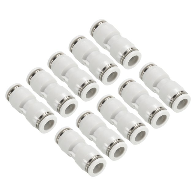 Unique Bargains Push to Connect Fittings, 12 Pack Fittings Straight Tubes, White, 3/8 Inch Od