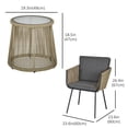 thumbnail image 3 of Outsunny 3 Pieces Wicker Patio Furniture Set, Rattan Bistro Set, Grey, 3 of 10