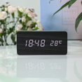 thumbnail image 3 of yuksok Digital Alarm Clock USB/Battery Wooden Setting LED for Office Home Decor Black, 3 of 9