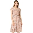 thumbnail image 1 of Unique Bargains Robe pour Femme à Imprimé Floral, Manches Volantées, Encolure Carrée, Ourlet à Volants, 1 of 6