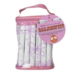 Art 101 Illy Sac de marquage, Ciseaux à double pointe et marqueurs d'alcool Bullet pour la coloration et l'illustration, Bows Edition avec 24 Pièces