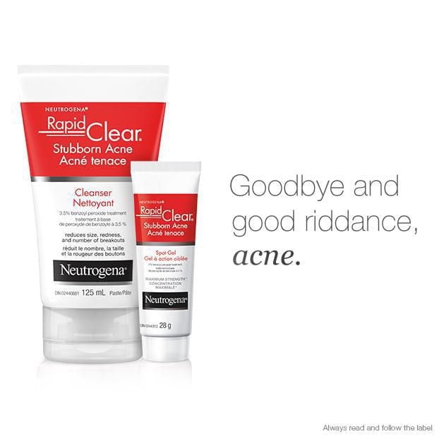 Neutrogena Rapid Clear Nettoyant pour le Visage pour Acné Tenace, Traitement de l'Acné au Peroxyde de Benzoyle Nettoyant pour le Visage
