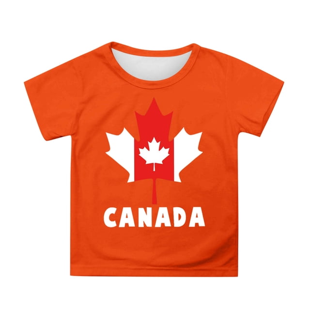 T-shirt à Manches Courtes pour Filles de la Fête du Canada, Col Rond d'Été, Coupe Décontractée, Chandails de Base