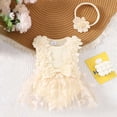 thumbnail image 2 of GPOECD Baby Girls Ribbed Bowknot Romper Headband Set Sleeveless Summer Baby Outfit with Breathable Design Sleeveless Rompers for Babies 1-18 Months Beige-d,3-6 Months, 2 of 8