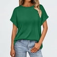 thumbnail image 1 of Binmer T-Shirt à Manches Courtes Décontracté pour Femme, Couleur Unie, Col Rond, 1 of 9