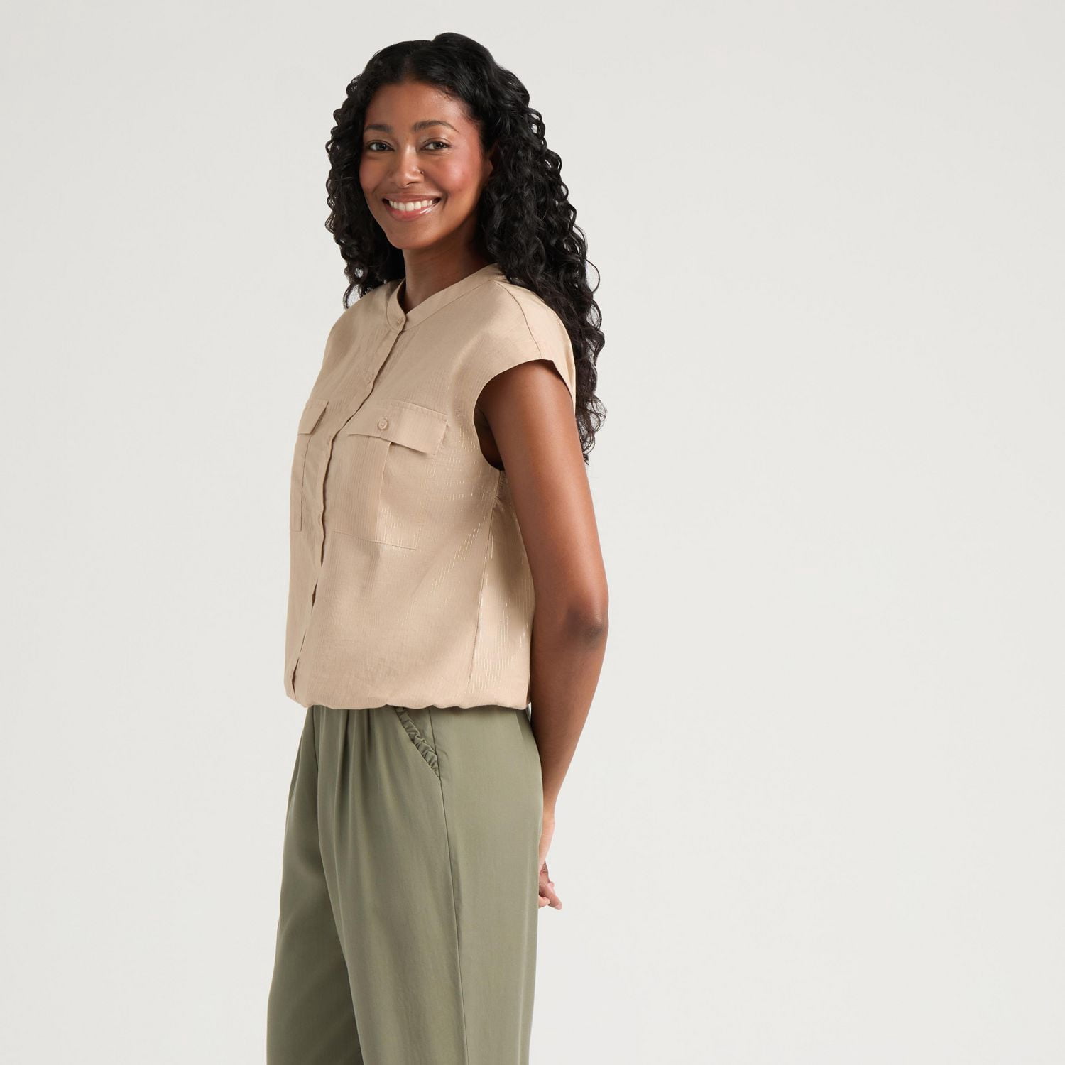 Haut cargo en lurex pour femme Mexx avec taille élastique