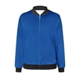 thumbnail image 5 of VINUSLI Veste Zippée pour Femme Légère Décontractée Blouson Bomber à Col Rond Tendance Manches Longues Court Manteau d'Automne avec Poche Bleu,P, 5 of 5