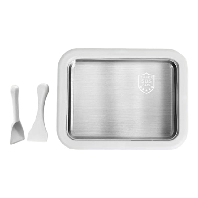 Lipstore Ice Cream Maker Pan, with 2 Spatulas Kitchenware Compact DIY Home Use Yogurts Machine Ice Cream Cold Plate for Sorbet Yogurt White