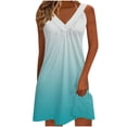thumbnail image 1 of Kyusrd Robe Débardeur d'Été pour Femmes Robe Courte Plissée à Col en V Sans Manches Robe Soleil T-Shirt Robe Trapèze Robe Courte de Plage, 1 of 6