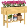 thumbnail image 1 of Outsunny Raised Garden Bed, Planter Box w/Storage Shelf, Natural Wood, 1 of 9
