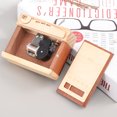 thumbnail image 3 of WEUVEB Khaki Wooden Music Box Camera Style Desktop Decorative Craft for Home and Office Display, 3 of 6