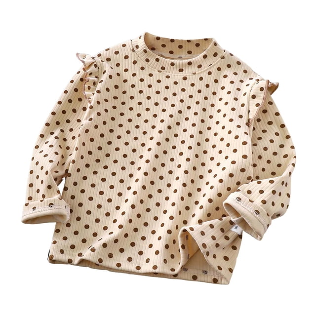 Gubotare Girls T-Shirts pour Filles T-Shirts à Manches Longues pour Filles Tees T-Shirts à Col Rond à Manches Longues pour Enfants Tunique Ample Taille 8-9 (Brun, 8-9 Ans)