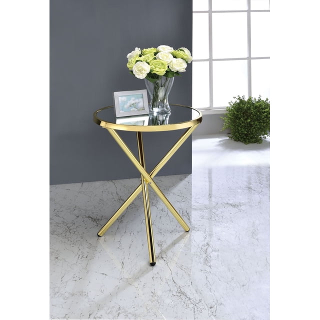 ACME Lajita Side Table in Gold & Mirror