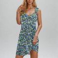 thumbnail image 1 of Ovzne Robes pour Femmes Robe Femme Printemps et Été Vacances Bouton Col en V à Bretelles Robe Haut Grande Taille Robe Maxi Liquidation, 1 of 7