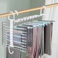 thumbnail image 3 of Green 9 Bar Foldable Pants Hanger Adjustable Stainless Steel Clothes organizer for Closet Space Saving Storage Rack 13.07X9.45X6.22 Inches Stainless Steel Green, 3 of 7