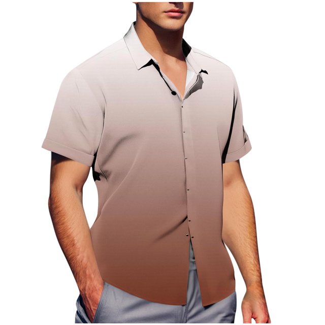 Pisexur T Shirts for Man , Chemise Boutonnée à Manches Courtes pour Homme, Col Rabattu, Imprimé, Mode Décontractée, Brun, m, Chemises de Golf pour Hommes et Chemises pour Hommes