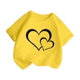thumbnail image 3 of T-shirt Graphique Mignon pour Fille, Col Rond, Manches Courtes, Été, Décontracté, Hauts, T-Shirts et Chemises pour Filles, Jaune, 120/7 A-8 A, 3 of 5