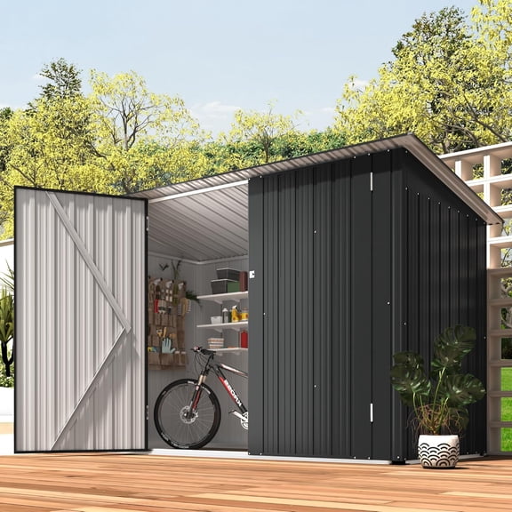 YODOLLA 3 x 6 Ft Metal Bike Storage Shed, Lockable Outdoor Garden Shed