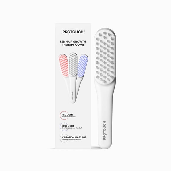 ProTouch Peigne de Thérapie Capillaire à DEL, Lumière DEL Rouge et Bleue, Massage par Vibration, Contrôle de la Chute des Cheveux, Massage du Cuir Chevelu, Lot de 1