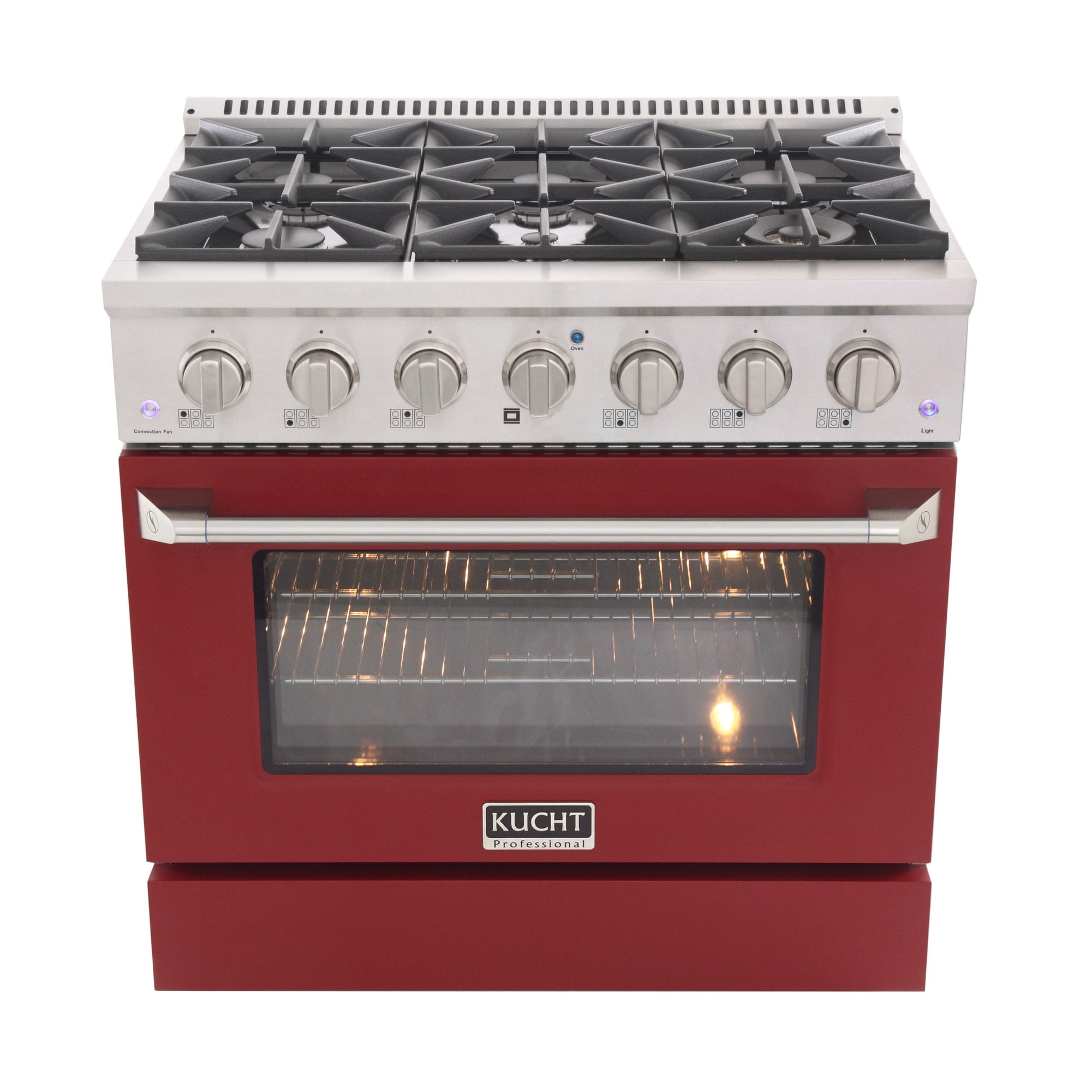 KUCHT Professional 36 in. 5.2 cu. ft. Propane Gas Range with Convection Oven and Red Door