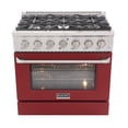 thumbnail image 1 of KUCHT Cuisinière à Gaz Professionnelle de 36 Po, 5,2 Pi3, avec Four à Convection et Porte Rouge, 1 of 11