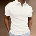 thumbnail image 2 of T-shirts Blancs pour Hommes Hommes Décontracté Uni Col Rabattu Chandail à Rayures Haute Élasticité Manches Courtes Blouse Extensible Chemises d'Enseignant,White,S, 2 of 8