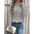 thumbnail image 3 of Chandails à Col Roulé pour Femmes, Tricot Torsadé, Manches Longues, Chandail, Haut, Automne Hiver, Décontracté, Uni, Gris, M, 3 of 5