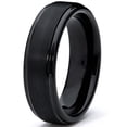 thumbnail image 2 of 6MM Black High Polish / Matte Finish Men's Tungsten Ring Wedding Band, 2 of 4