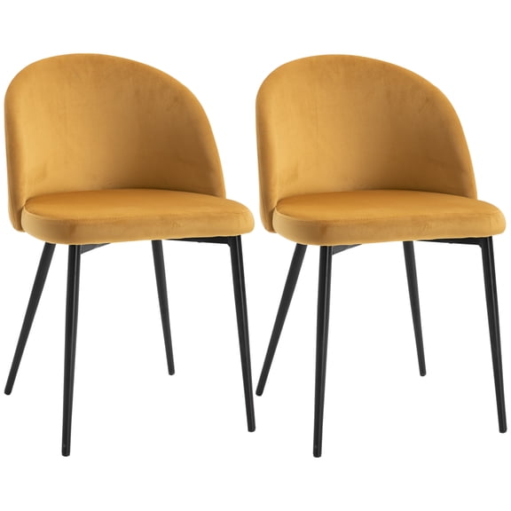 HOMCOM Dining Chairs Set of 2, Mid-Back Velvet-touch Upholstery Side Chair