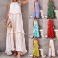 thumbnail image 1 of Gspmoly Robes pour Femmes Grande Taille, Robe Longue d'Été Décontractée pour Femmes à Col Rond, Unie, à Bandage, Sans Manches, Robes de Mariage pour Femmes Offres, 1 of 8