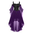 thumbnail image 1 of Robes Style Gothique pour Femmes Grande Taille Robe Midi Élégante avec Manches Évasées en Chiffon Tenue de Soirée Ourlet Irrégulier, 1 of 5