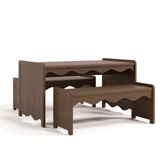 Storkcraft Casablanca Ensemble table et banc d’intérieur Montessori pour enfants, Noisette