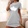 thumbnail image 2 of Chemises de Nuit pour Femmes Chemise de Nuit pour Femme Manches Courtes Vêtement de Nuit Confortable T-Shirts de Nuit Imprimés Col Rond T-Shirt de Nuit Robe de Sommeil Douce Coupe Ample Robe de Pyjama Gris P, 2 of 5