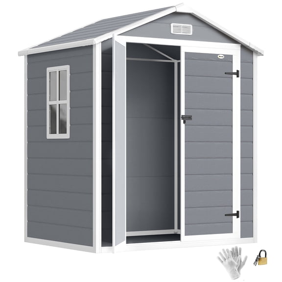 Outsunny Remise de Rangement Extérieure Verrouillable 6 Pieds x 4,5 Pieds avec Évent et Doubles Portes